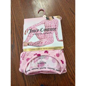 NWT Juicy Couture Size Small Pink Cherry Print Long Sleeve Top & Legging Set S